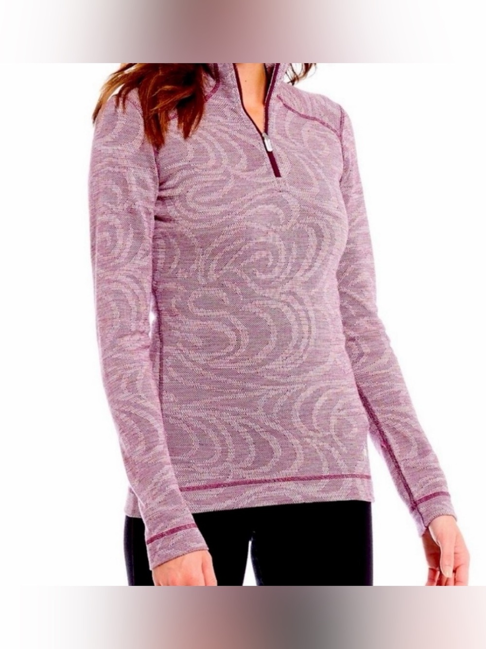 NWOT SMARTWOOL MERINO 250 QUARTER ZIP BASE LAYER TOP SANGRIA SNOW LARGE